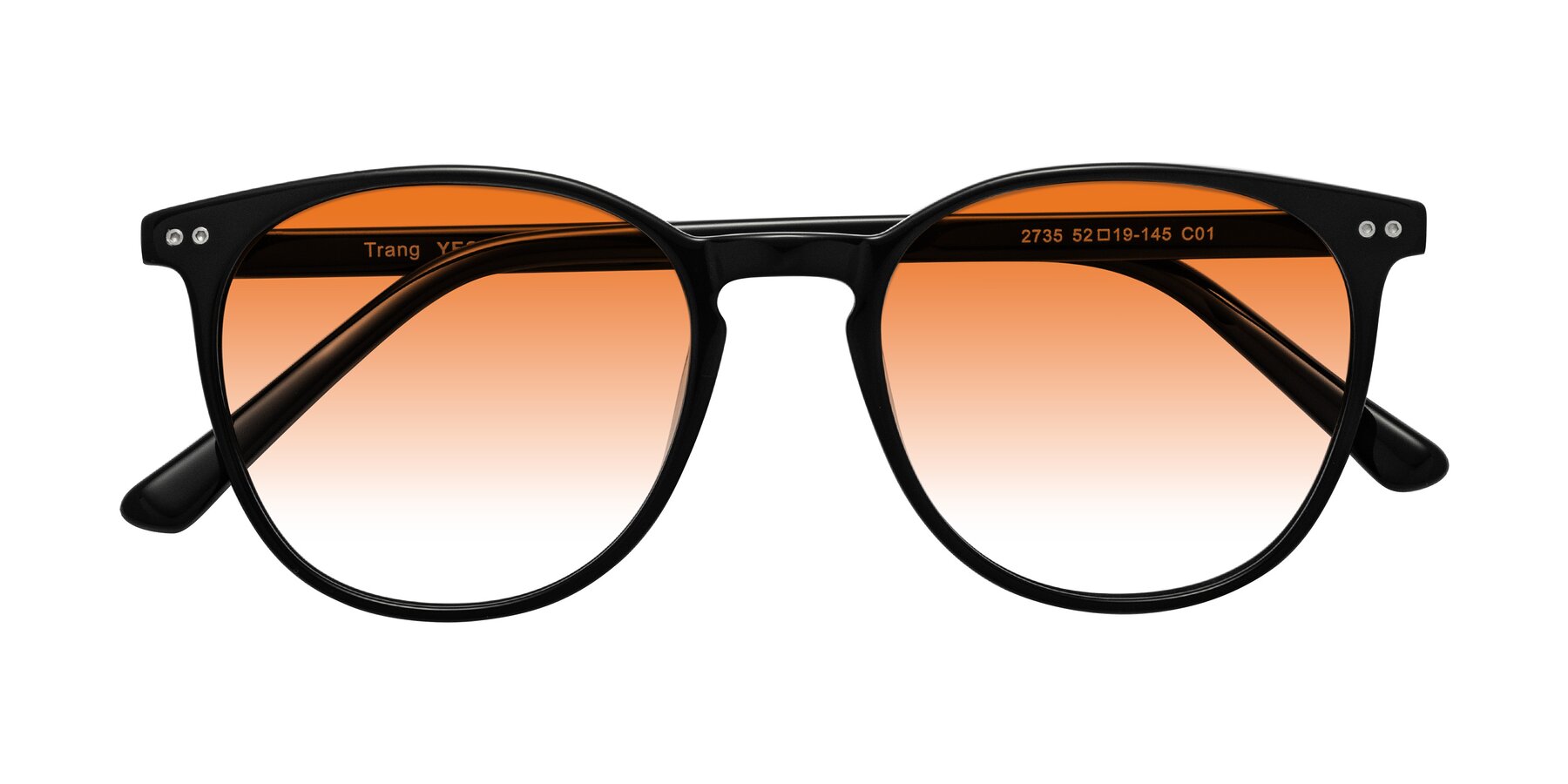 Folded Front of Trang in Black with Orange Gradient Lenses