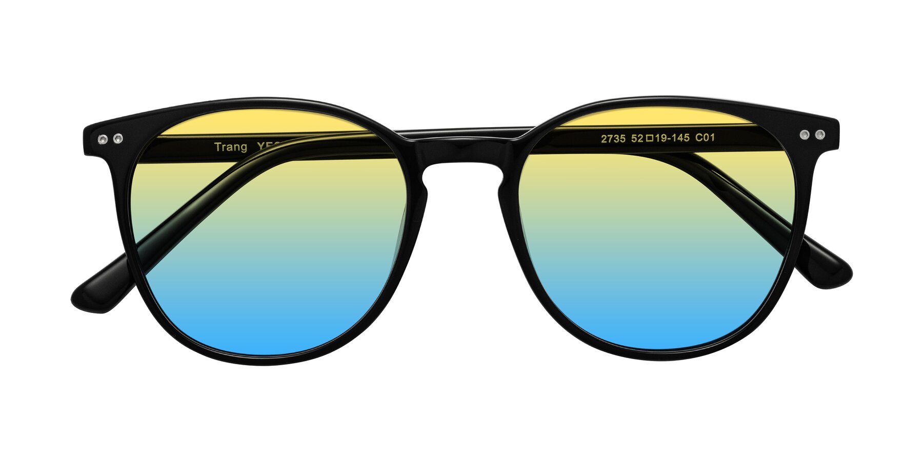 Folded Front of Trang in Black with Yellow / Blue Gradient Lenses