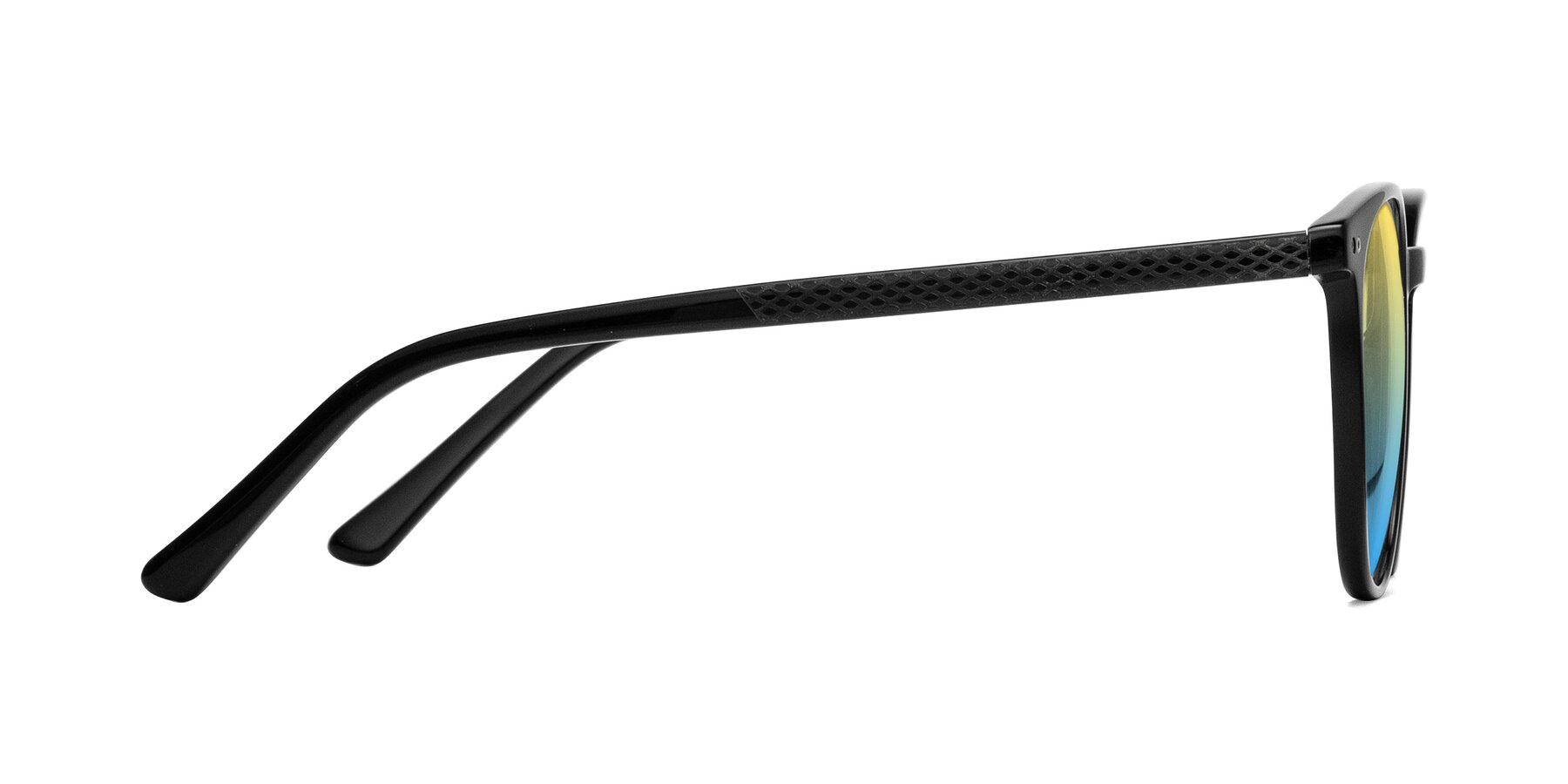 Side of Trang in Black with Yellow / Blue Gradient Lenses