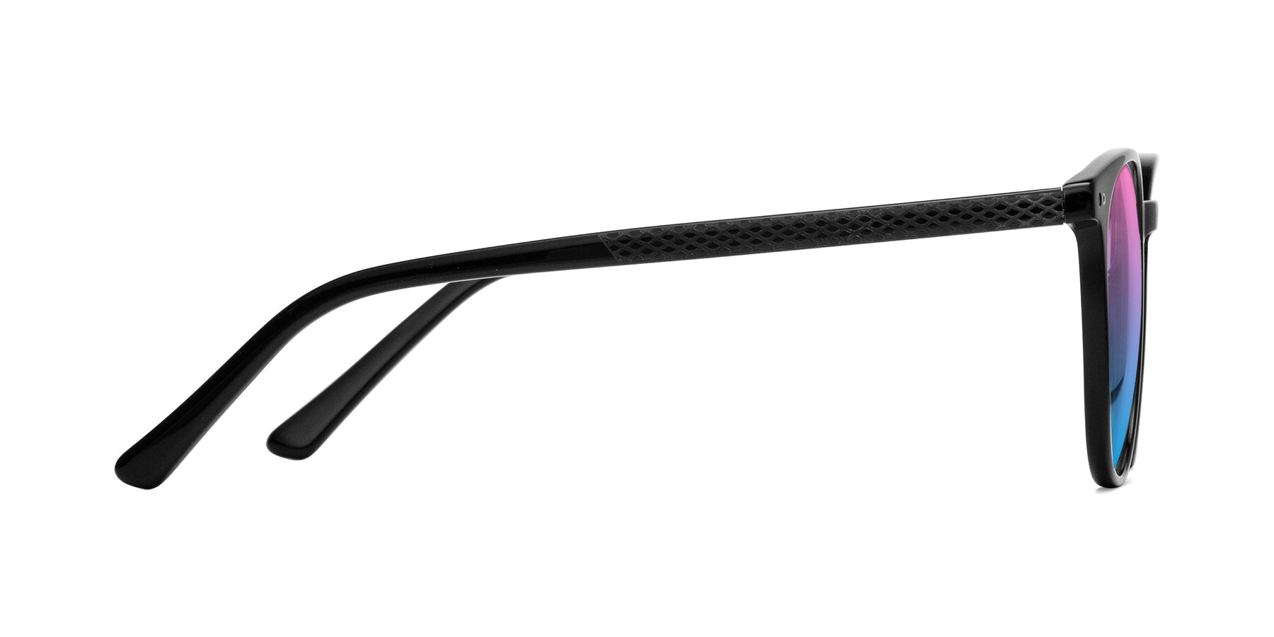 Side of Trang in Black with Pink / Blue Gradient Lenses