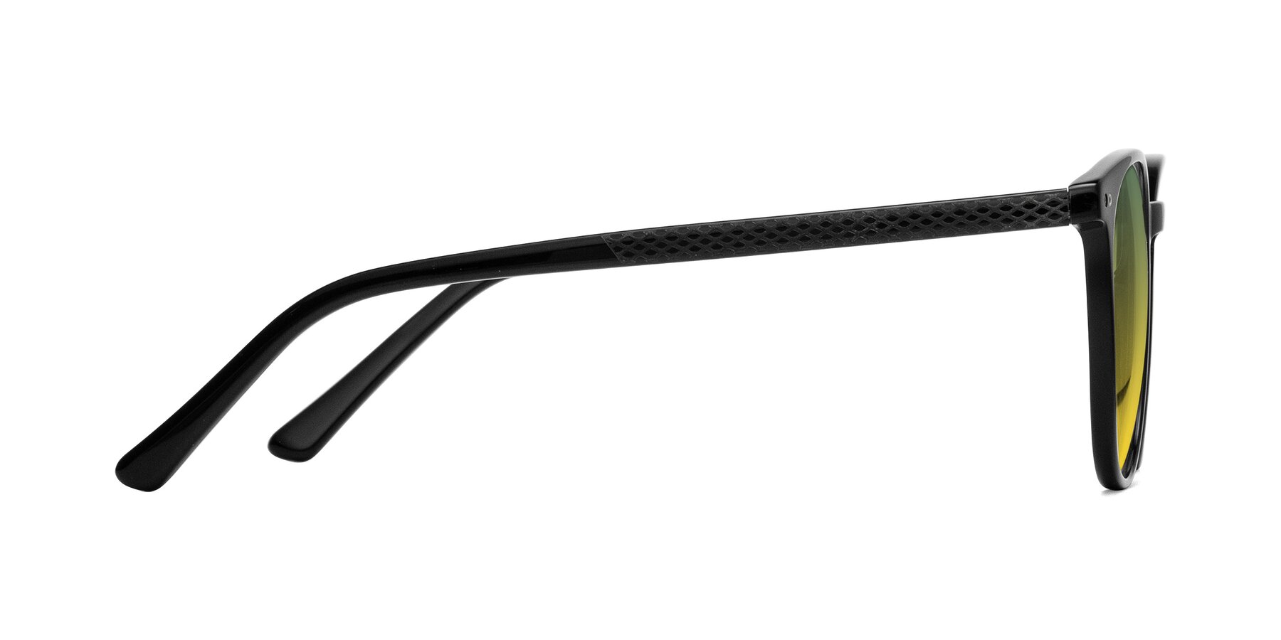 Side of Trang in Black with Green / Yellow Gradient Lenses