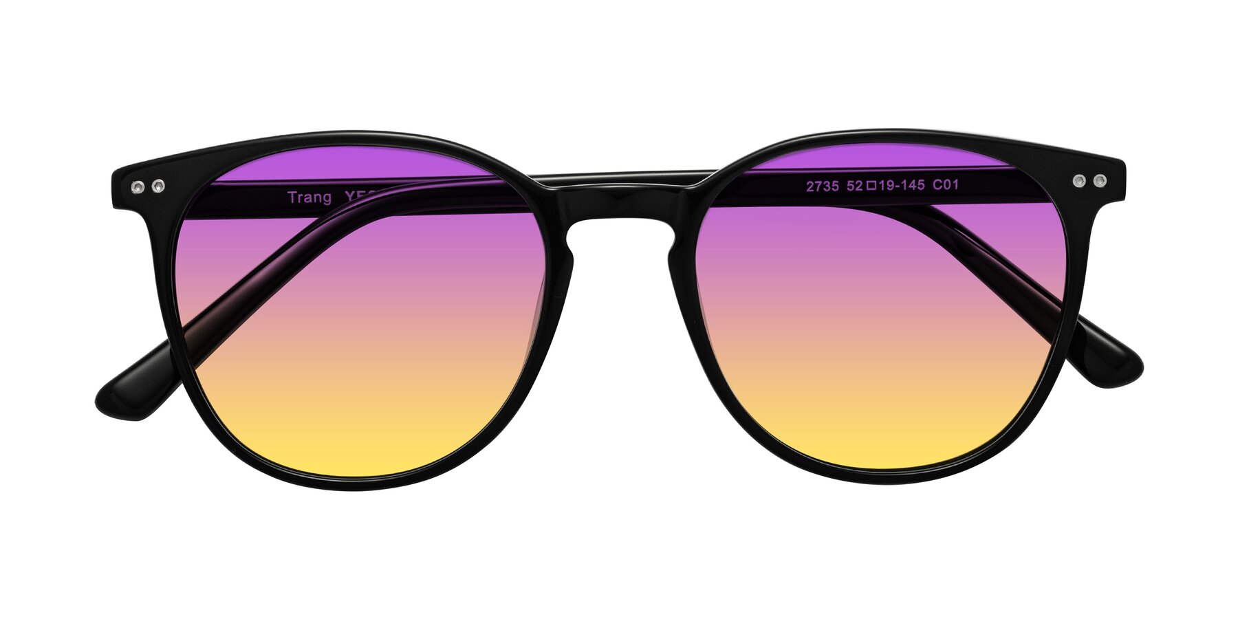 Folded Front of Trang in Black with Purple / Yellow Gradient Lenses