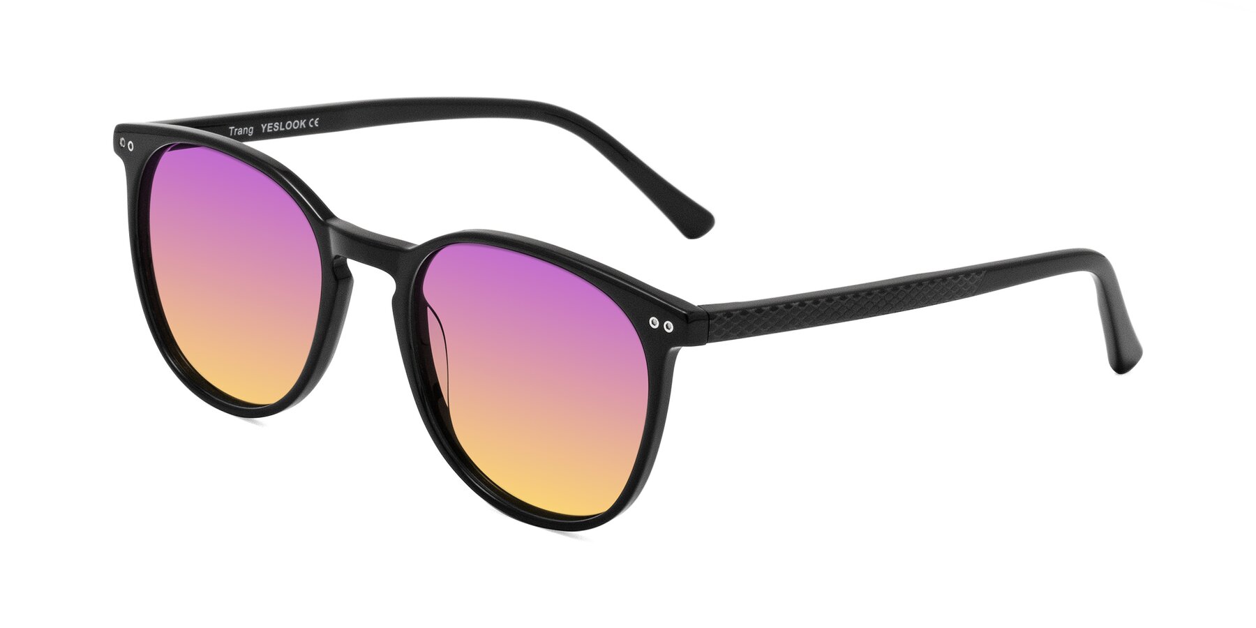 Angle of Trang in Black with Purple / Yellow Gradient Lenses