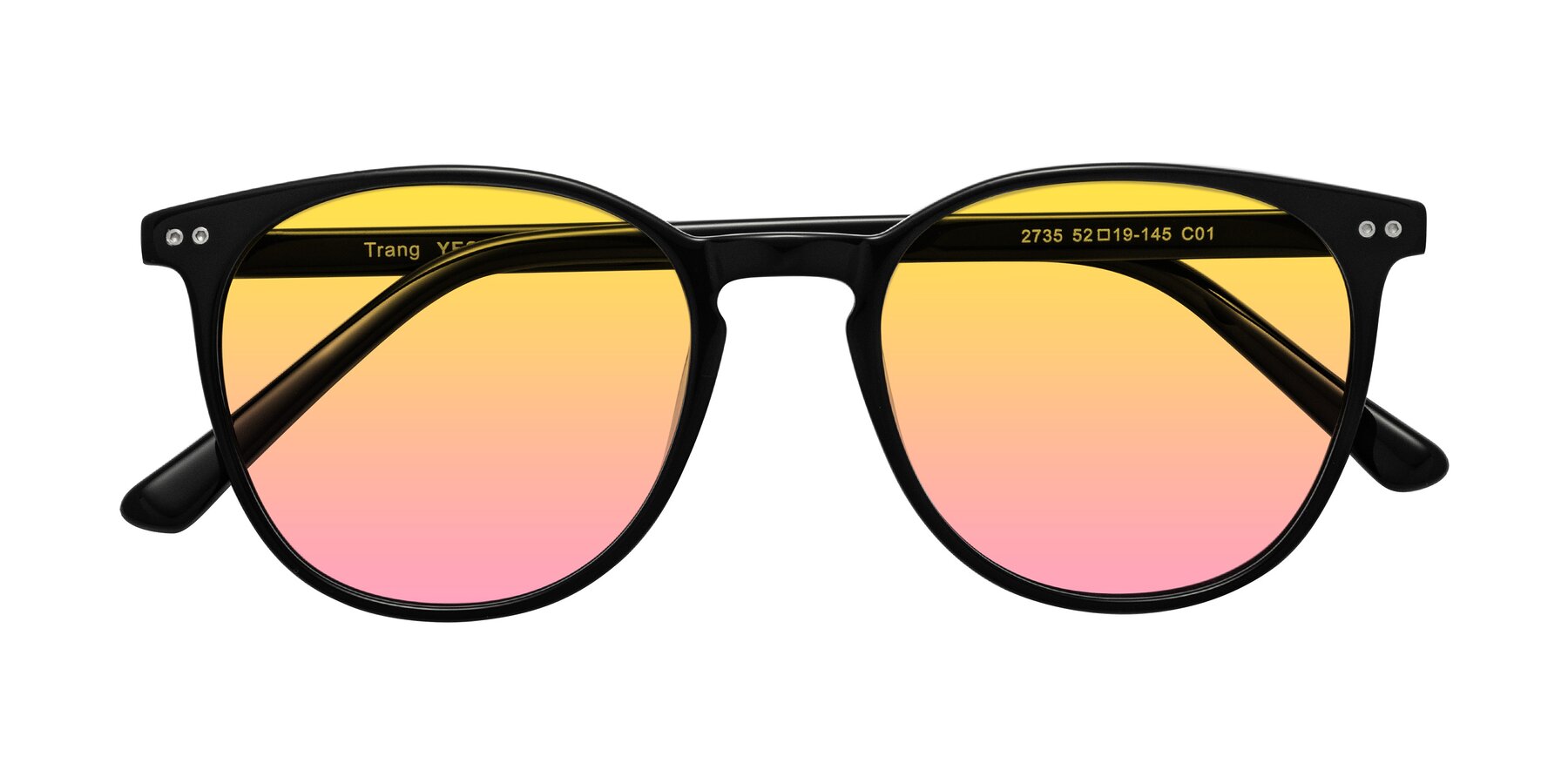 Folded Front of Trang in Black with Yellow / Pink Gradient Lenses