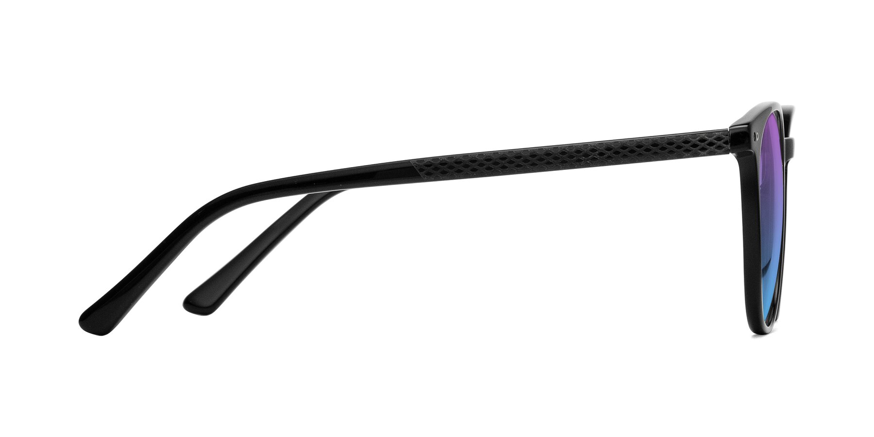 Side of Trang in Black with Purple / Blue Gradient Lenses