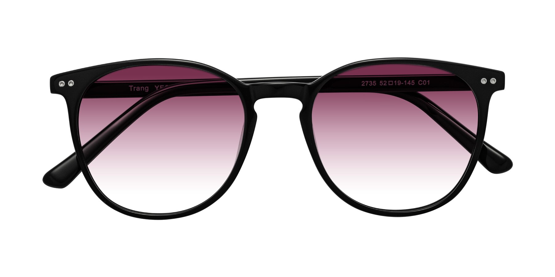 Folded Front of Trang in Black with Wine Gradient Lenses