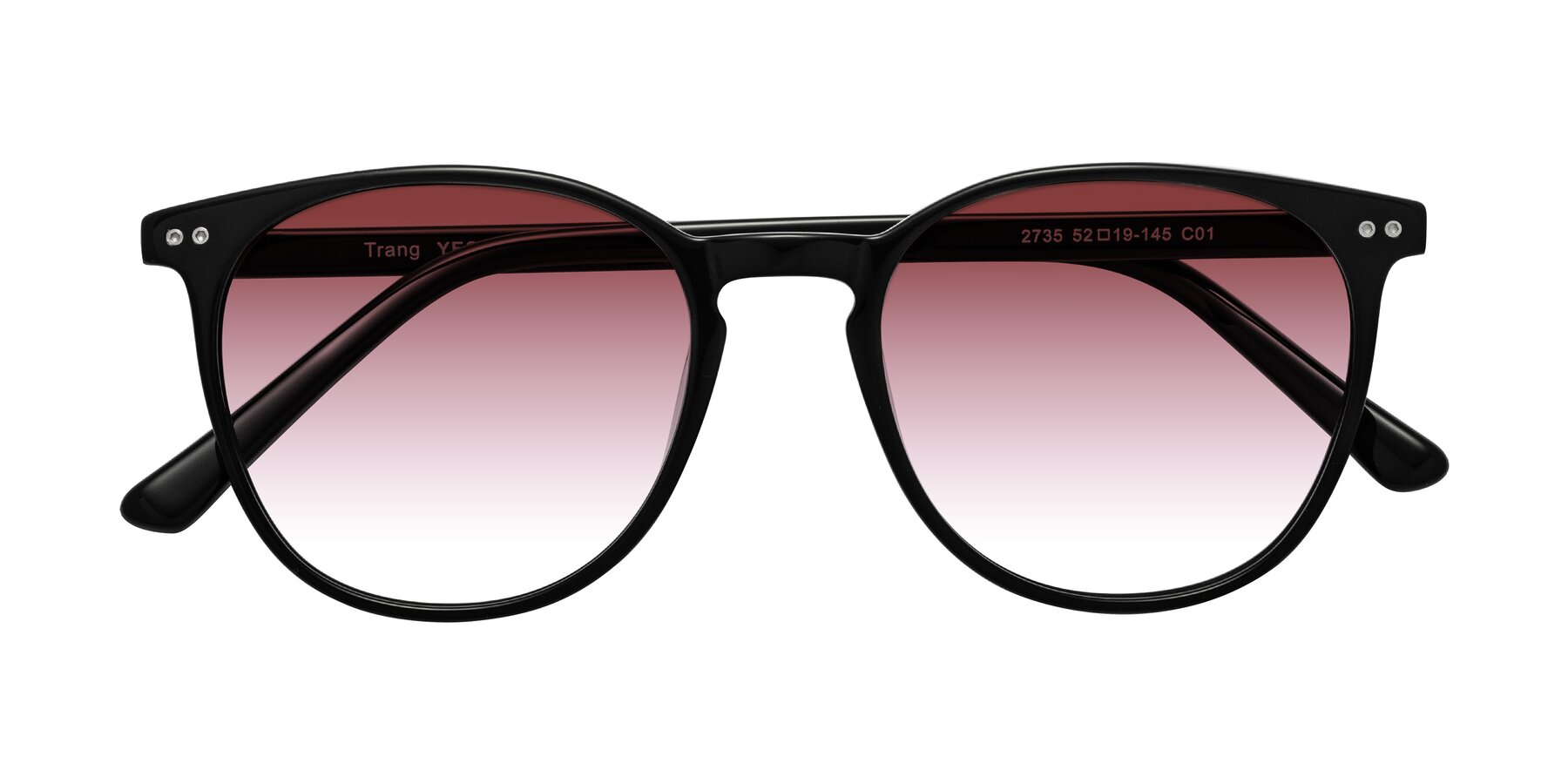 Folded Front of Trang in Black with Garnet Gradient Lenses