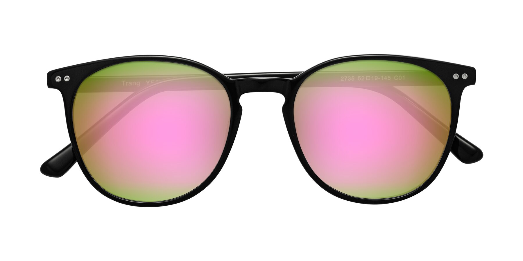 Folded Front of Trang in Black with Pink Mirrored Lenses