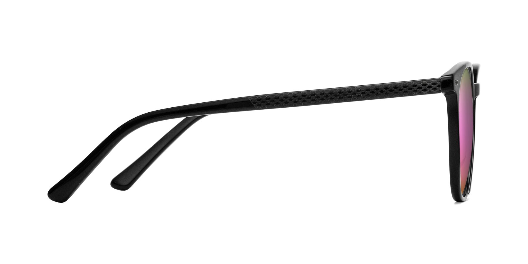 Side of Trang in Black with Pink Mirrored Lenses