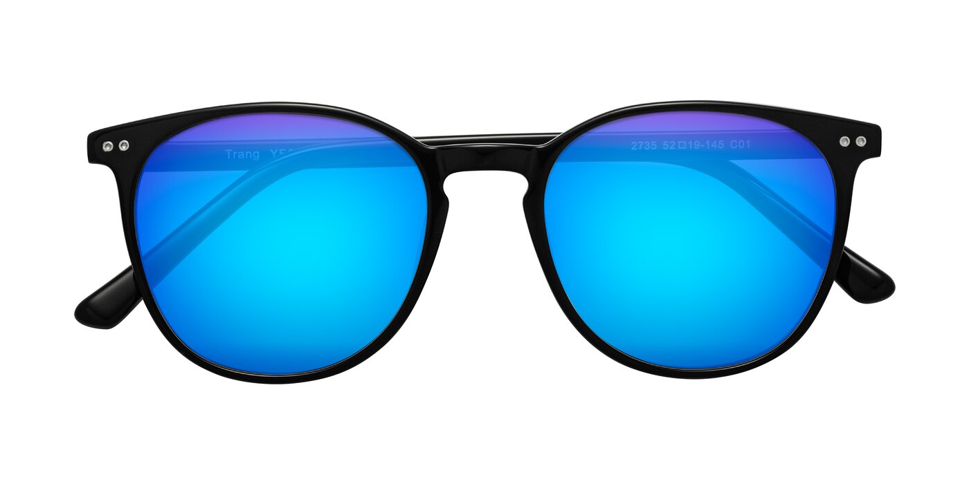 Trang - Black Flash Mirrored Sunglasses