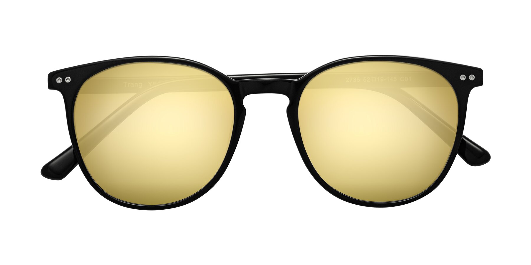 Folded Front of Trang in Black with Gold Mirrored Lenses