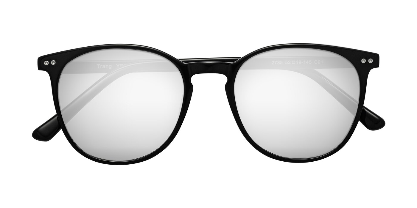 Trang - Black Flash Mirrored Sunglasses