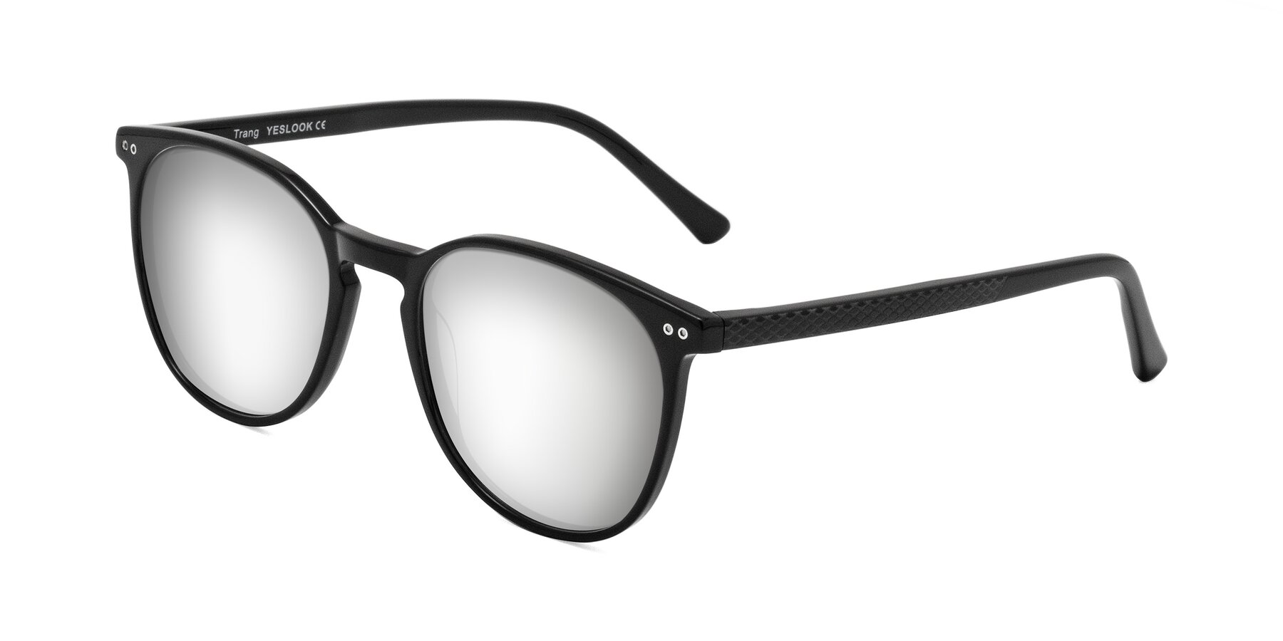Angle of Trang in Black with Silver Mirrored Lenses