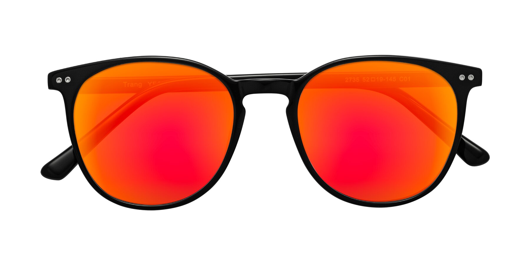 Folded Front of Trang in Black with Red Gold Mirrored Lenses