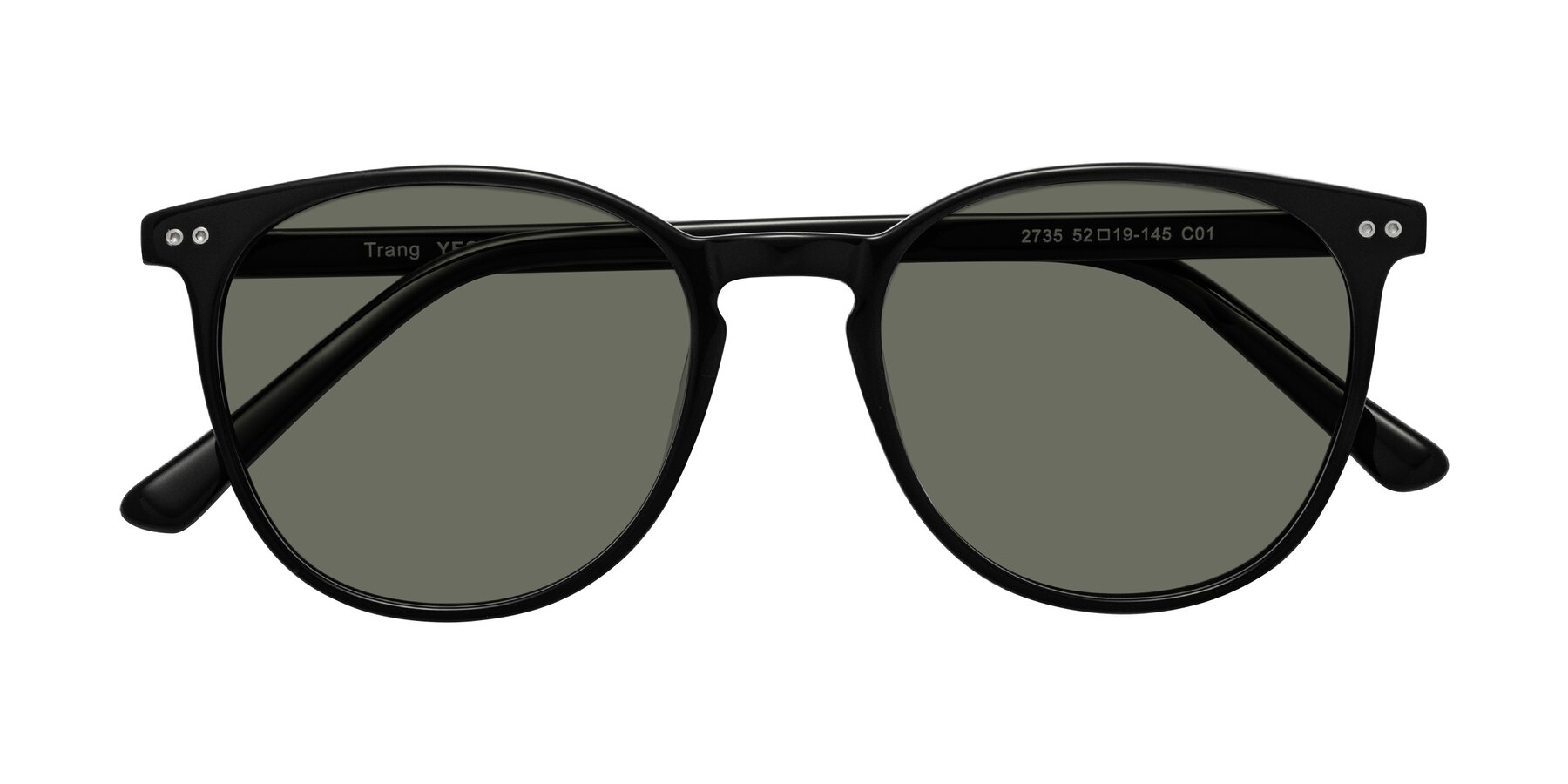 Folded Front of Trang in Black with Gray Polarized Lenses