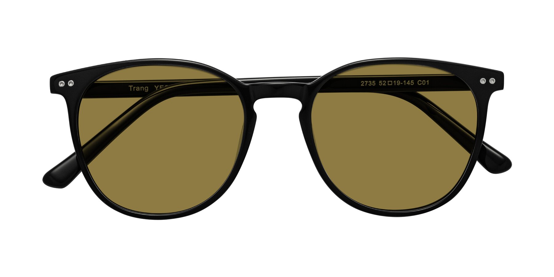 Folded Front of Trang in Black with Brown Polarized Lenses