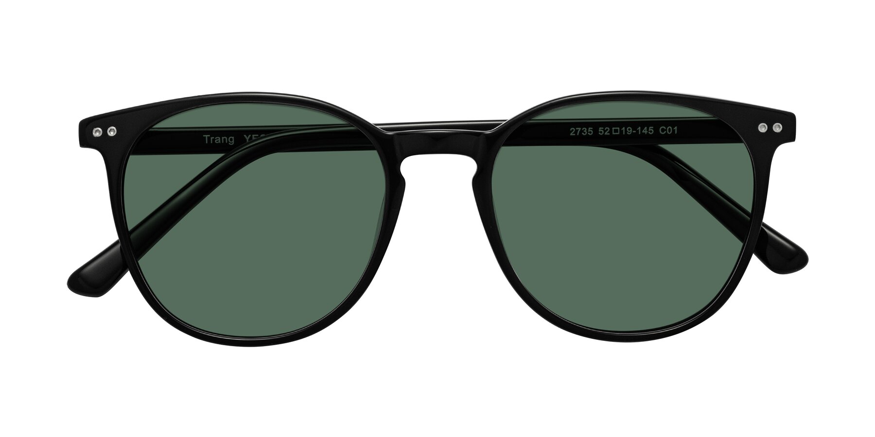 Folded Front of Trang in Black with Green Polarized Lenses