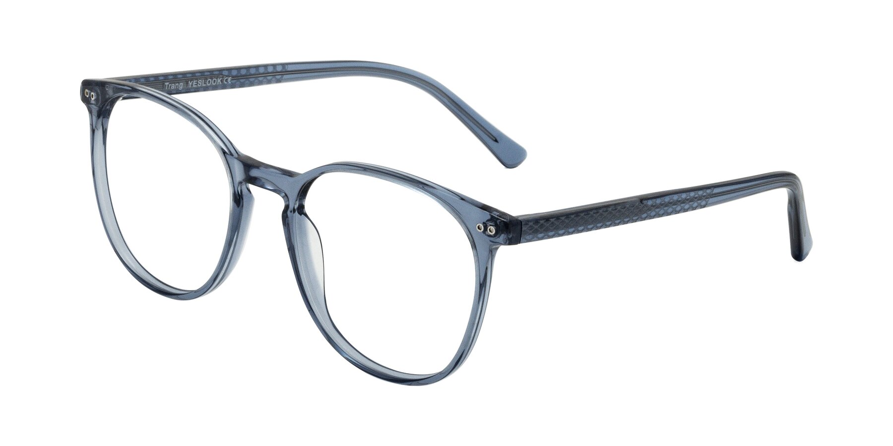 Angle of Trang in Transparent Blue with Clear Reading Eyeglass Lenses