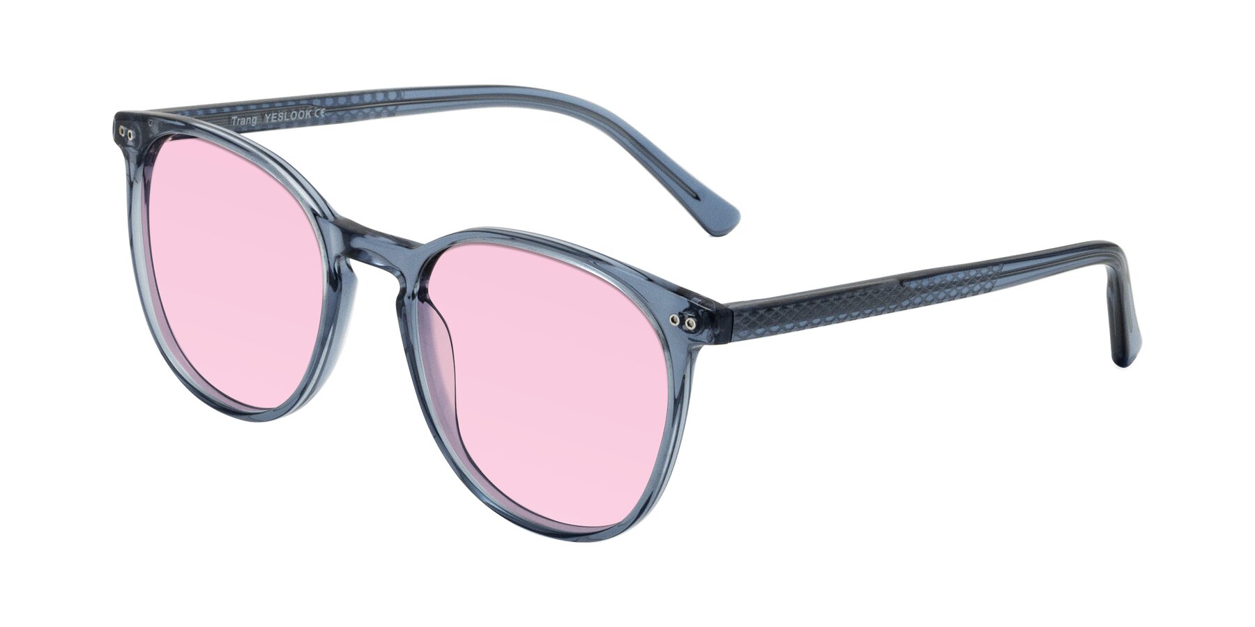 Angle of Trang in Transparent Blue with Light Pink Tinted Lenses