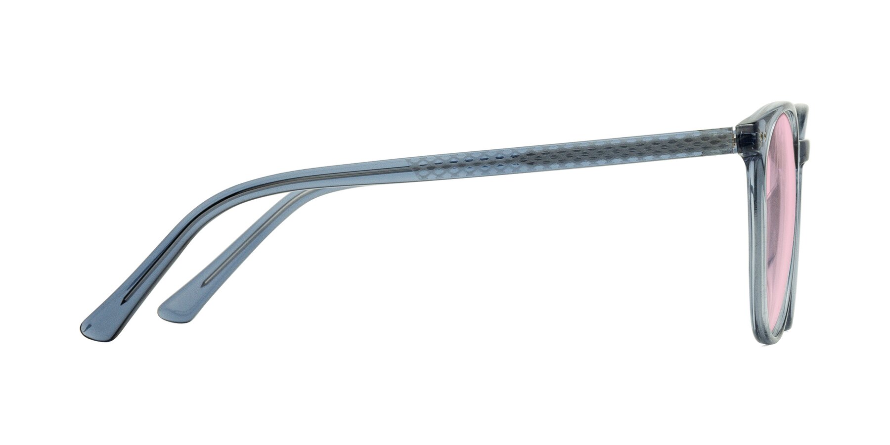 Side of Trang in Transparent Blue with Light Pink Tinted Lenses