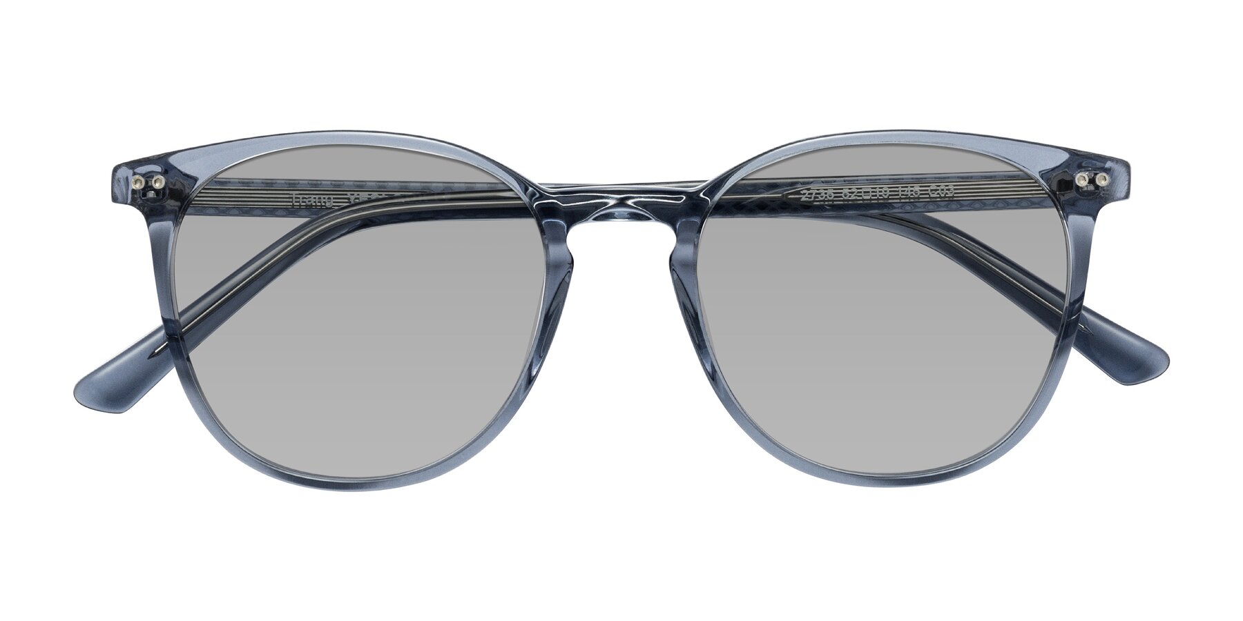 Folded Front of Trang in Transparent Blue with Light Gray Tinted Lenses