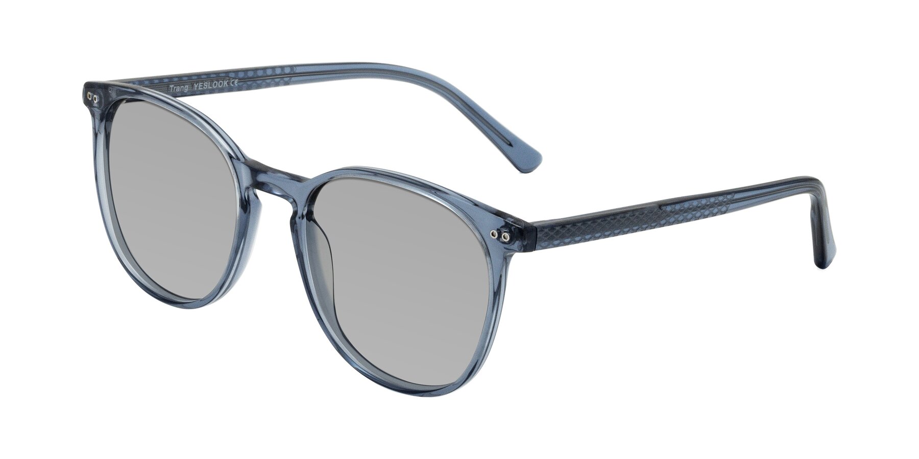 Angle of Trang in Transparent Blue with Light Gray Tinted Lenses