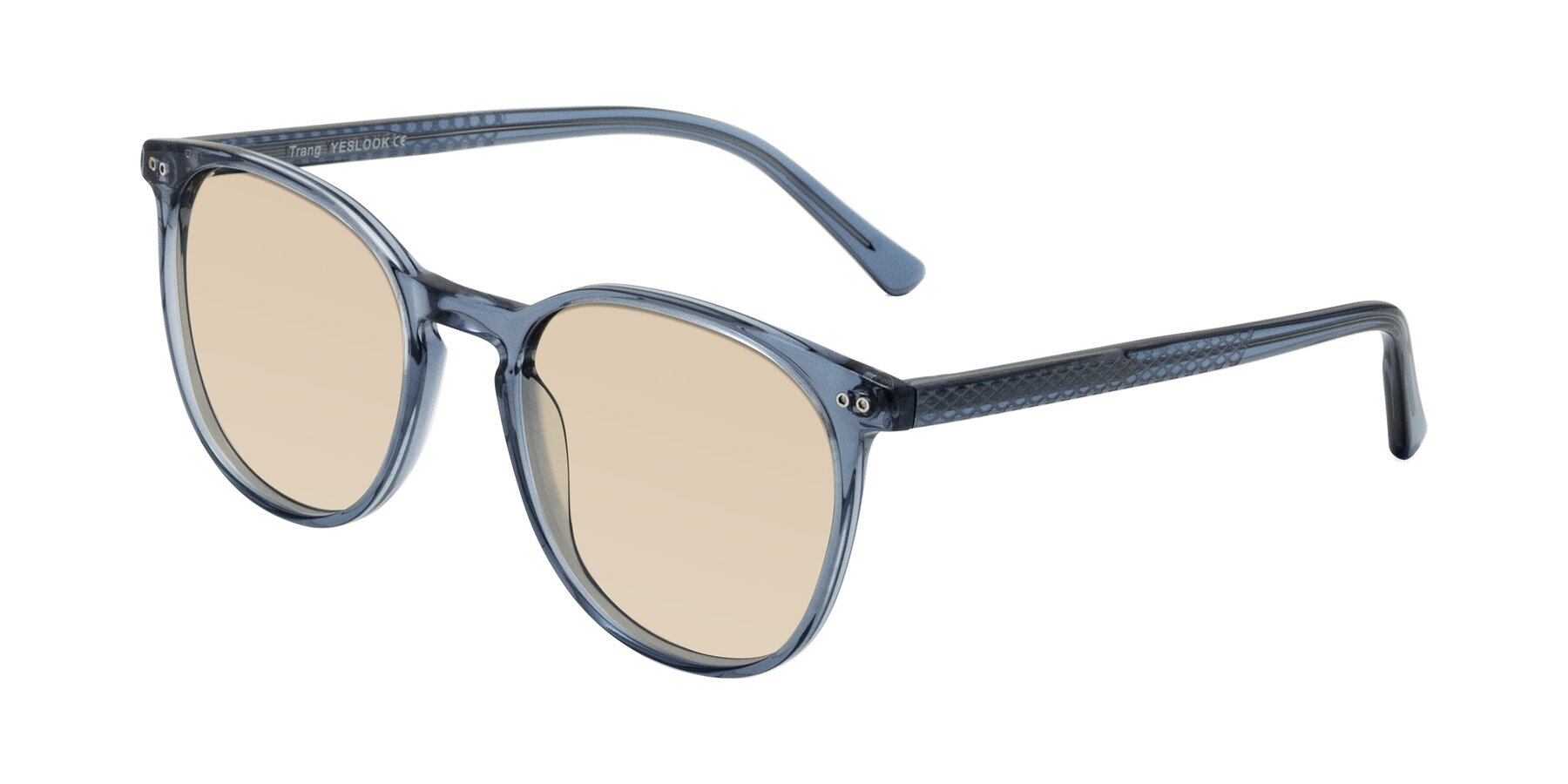 Angle of Trang in Transparent Blue with Light Brown Tinted Lenses