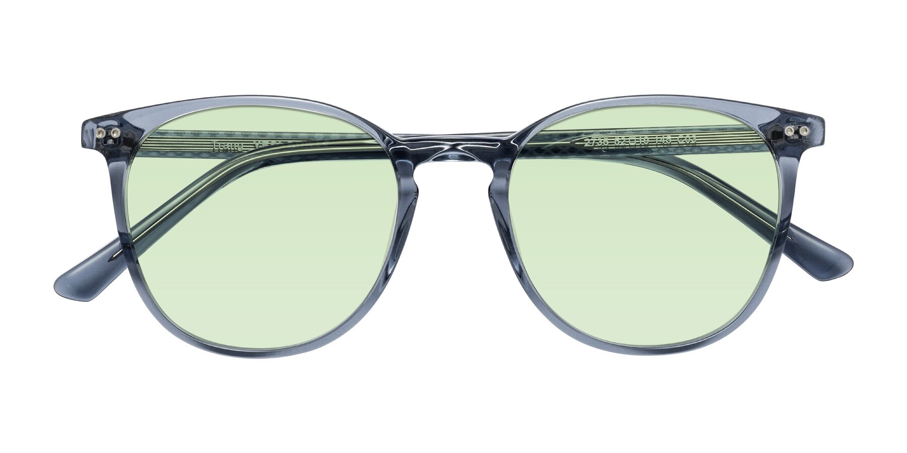 Folded Front of Trang in Transparent Blue with Light Green Tinted Lenses