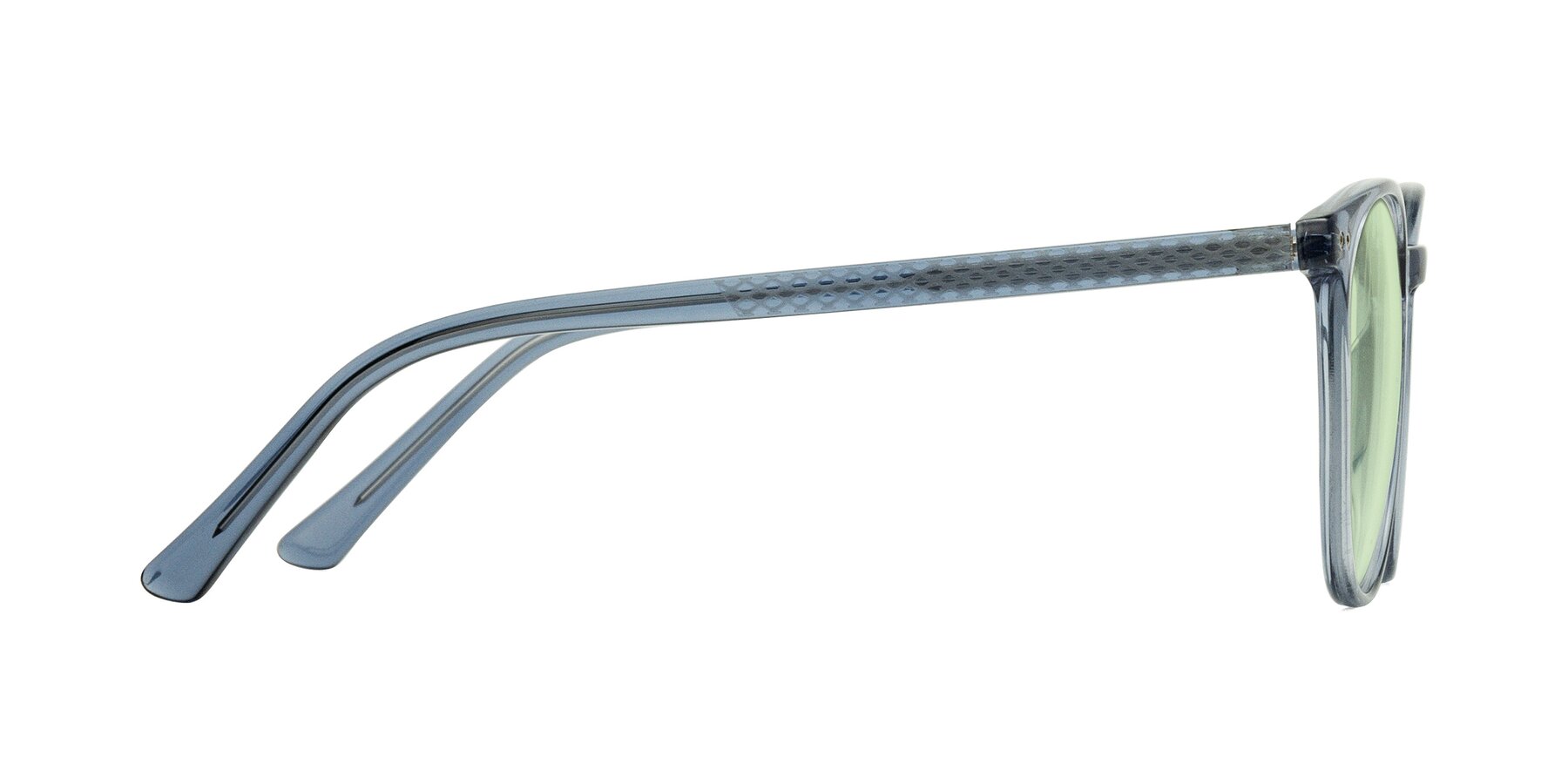 Side of Trang in Transparent Blue with Light Green Tinted Lenses