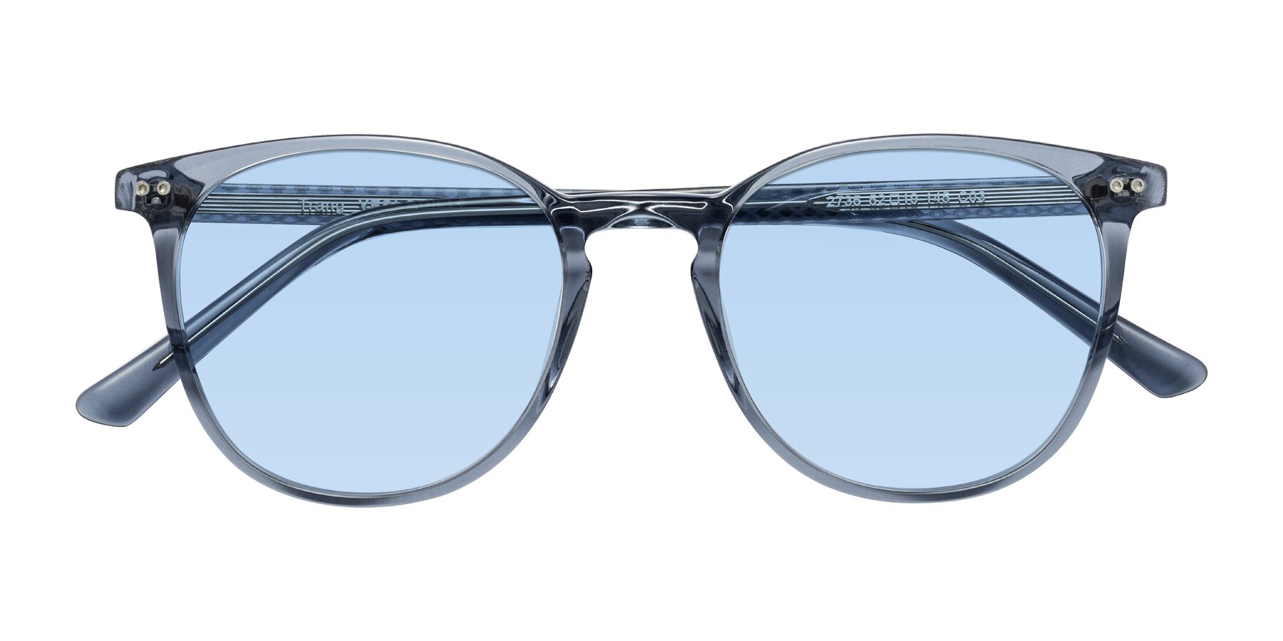 Folded Front of Trang in Transparent Blue with Light Blue Tinted Lenses