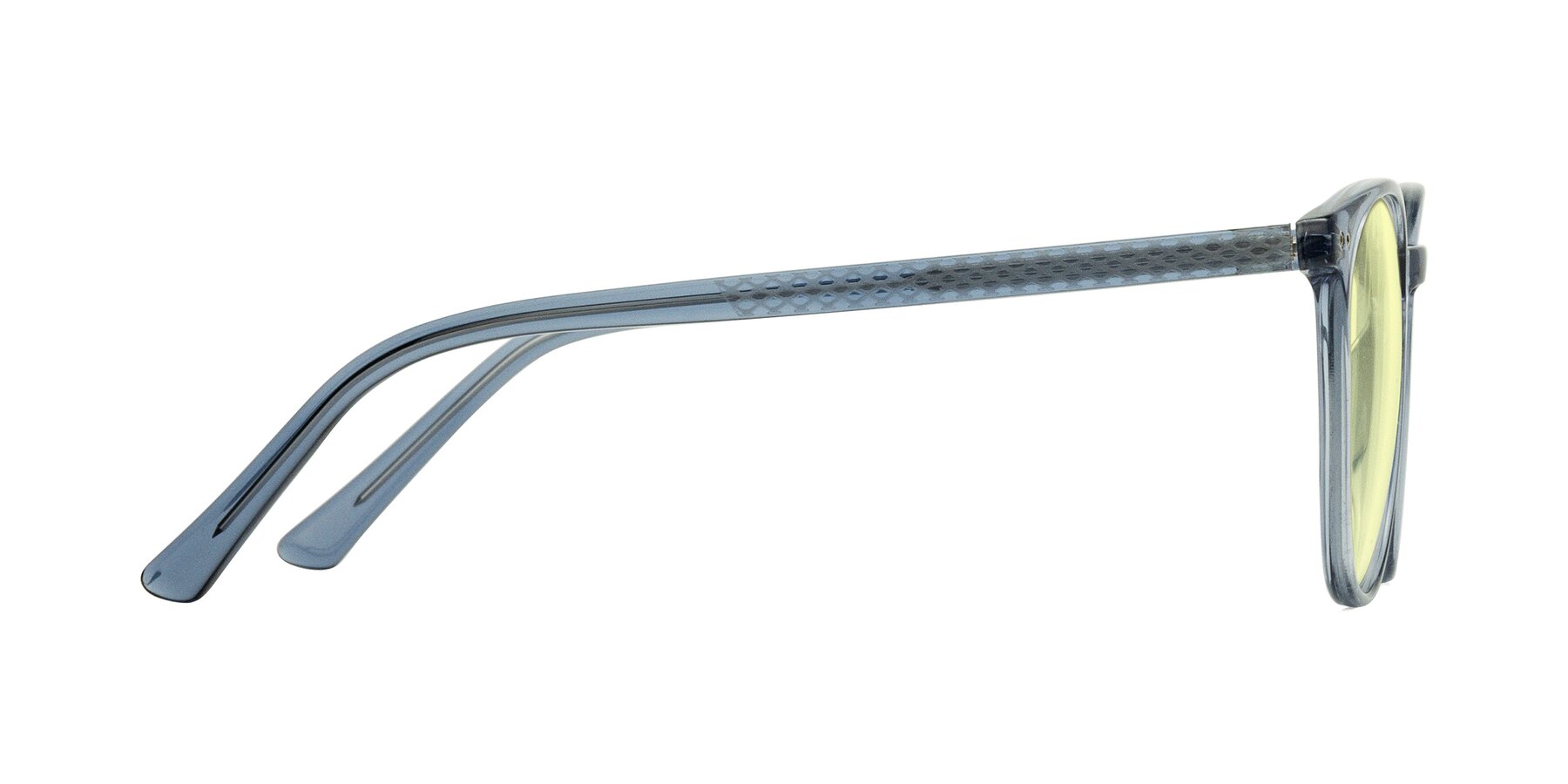 Side of Trang in Transparent Blue with Light Yellow Tinted Lenses