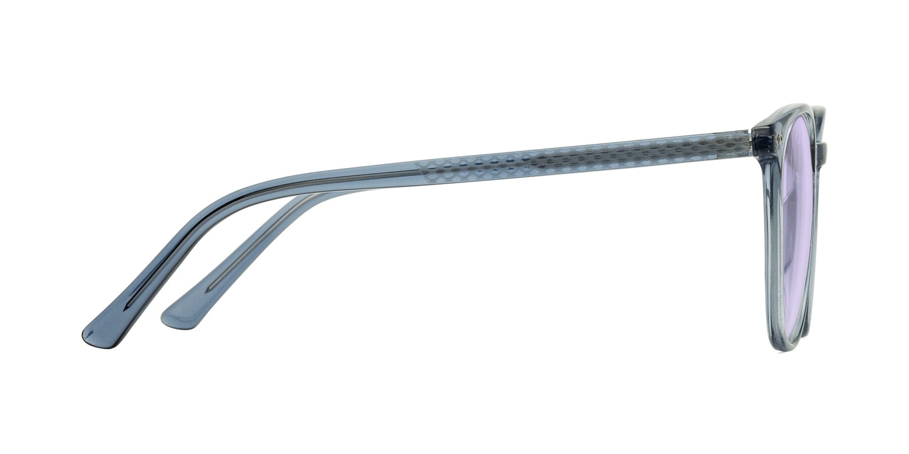 Side of Trang in Transparent Blue with Light Purple Tinted Lenses