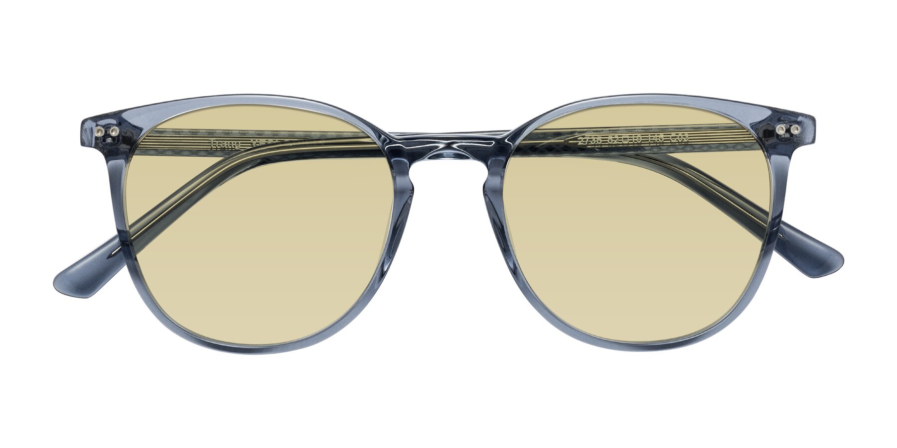 Folded Front of Trang in Transparent Blue with Light Champagne Tinted Lenses