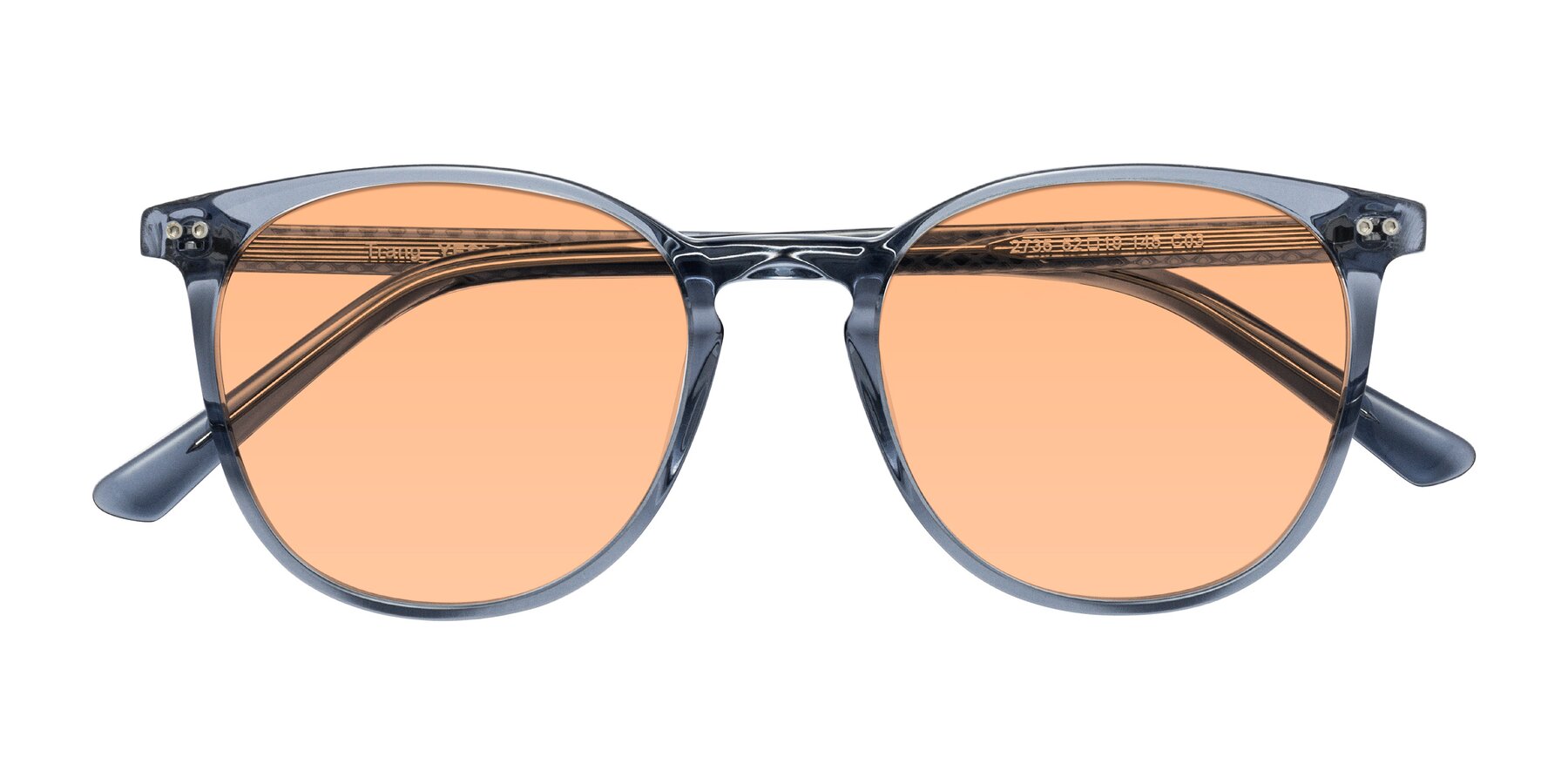 Folded Front of Trang in Transparent Blue with Light Orange Tinted Lenses