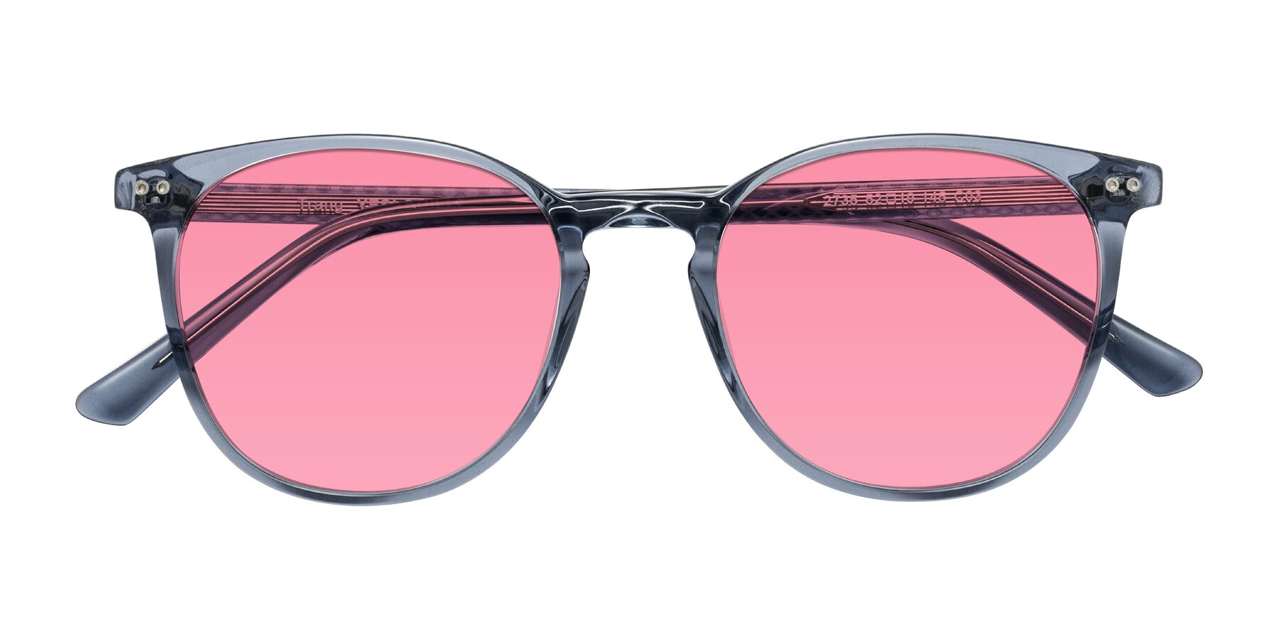 Folded Front of Trang in Transparent Blue with Pink Tinted Lenses