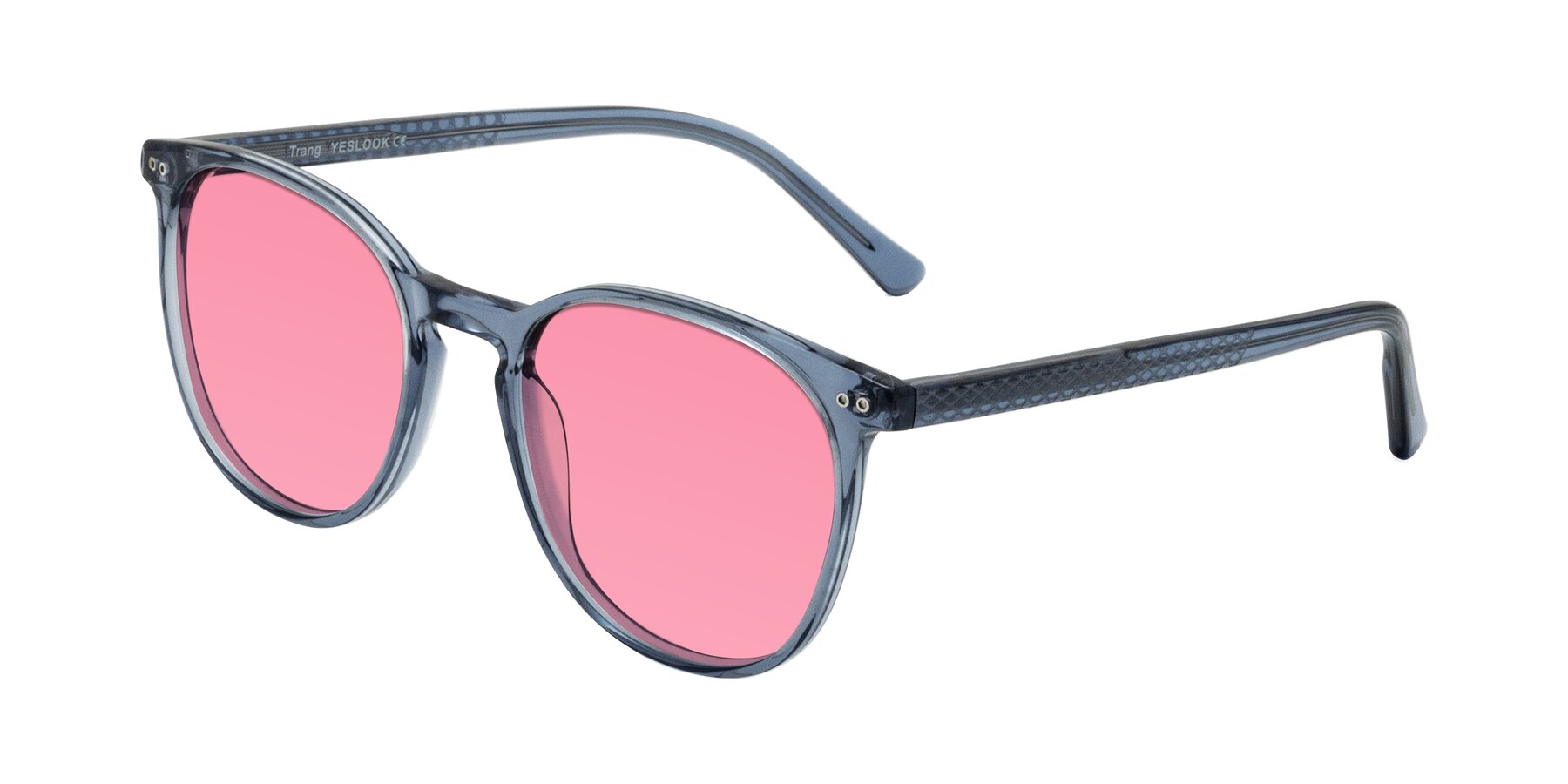 Angle of Trang in Transparent Blue with Pink Tinted Lenses