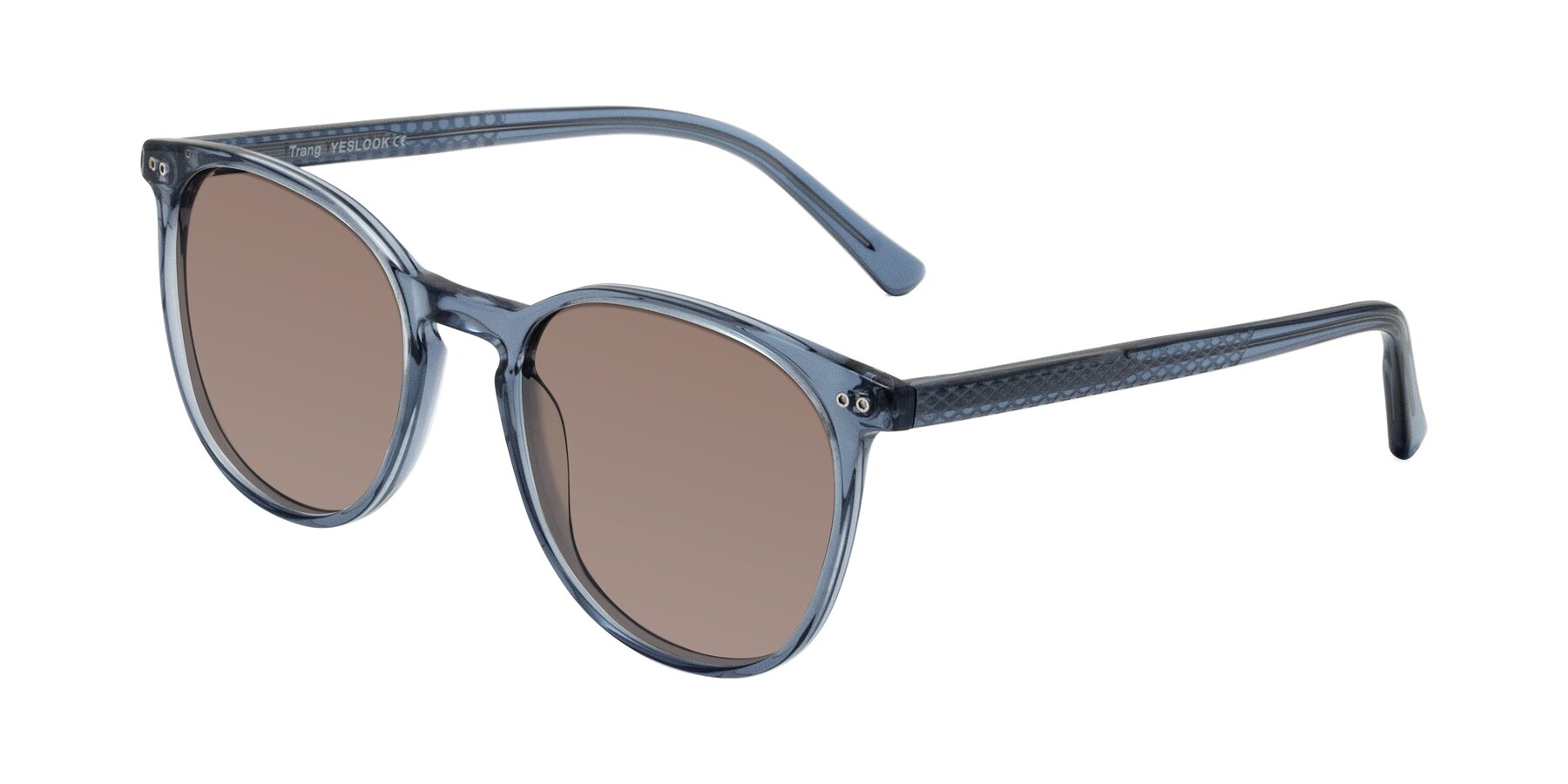 Angle of Trang in Transparent Blue with Medium Brown Tinted Lenses