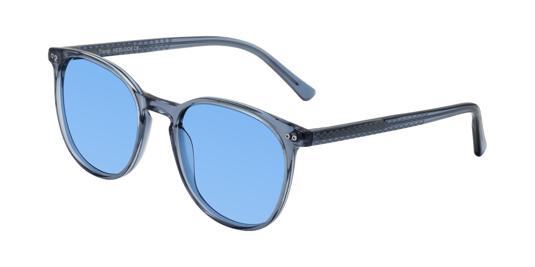Angle of Trang in Transparent Blue with Medium Blue Tinted Lenses
