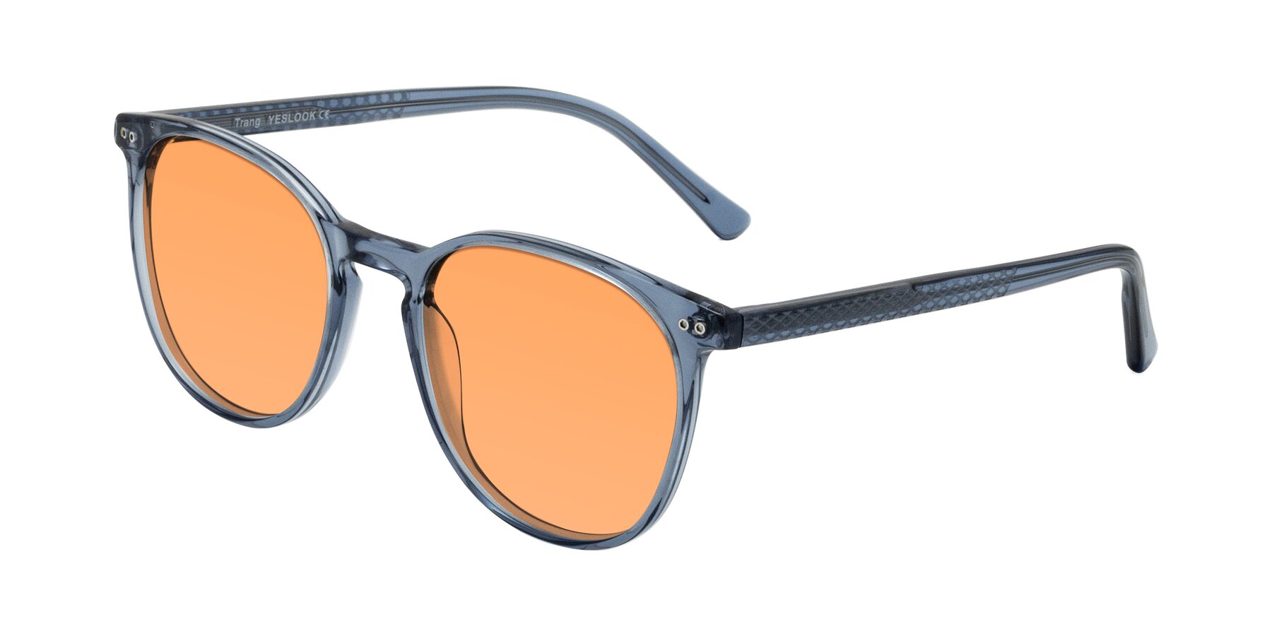 Angle of Trang in Transparent Blue with Medium Orange Tinted Lenses