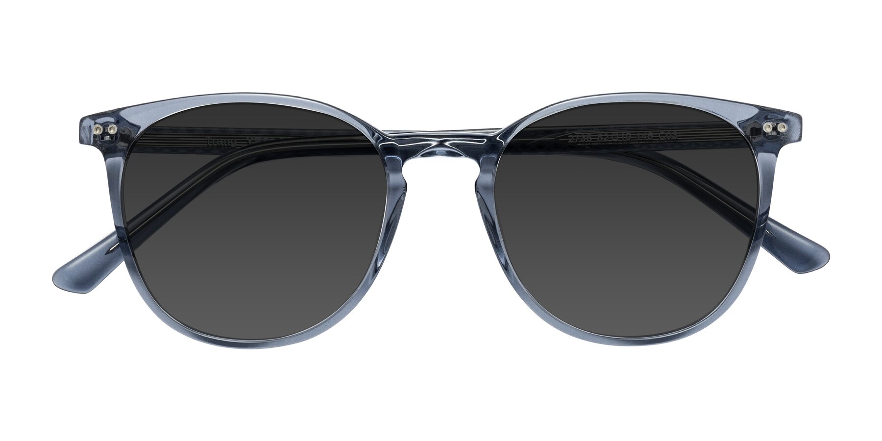 Folded Front of Trang in Transparent Blue with Gray Tinted Lenses