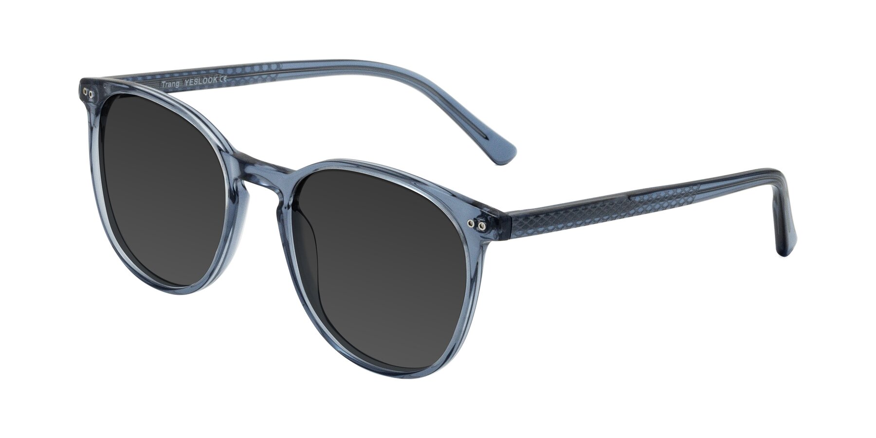 Angle of Trang in Transparent Blue with Gray Tinted Lenses