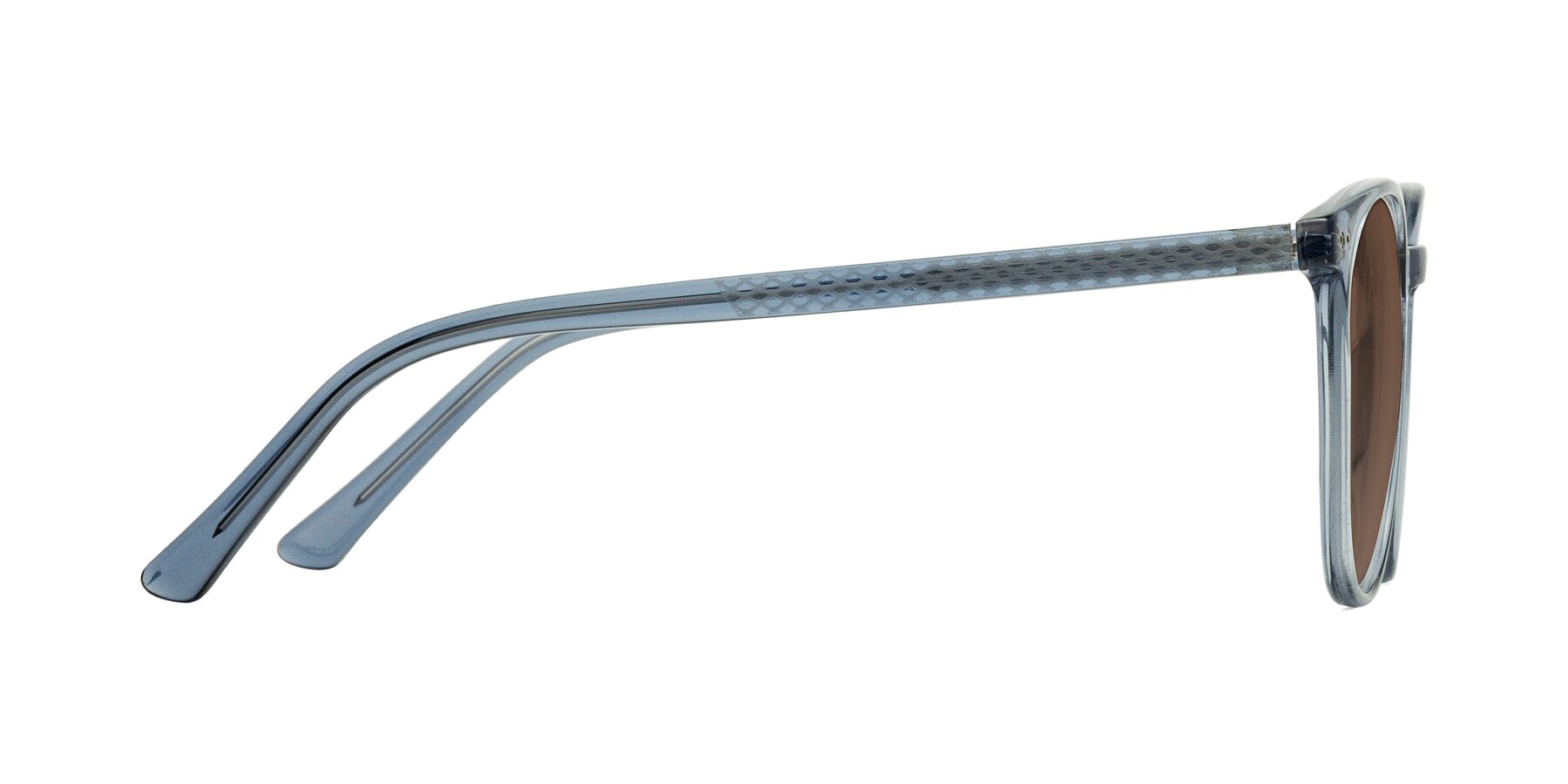 Side of Trang in Transparent Blue with Brown Tinted Lenses