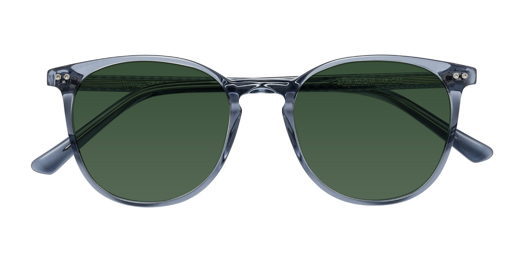Folded Front of Trang in Transparent Blue with Green Tinted Lenses