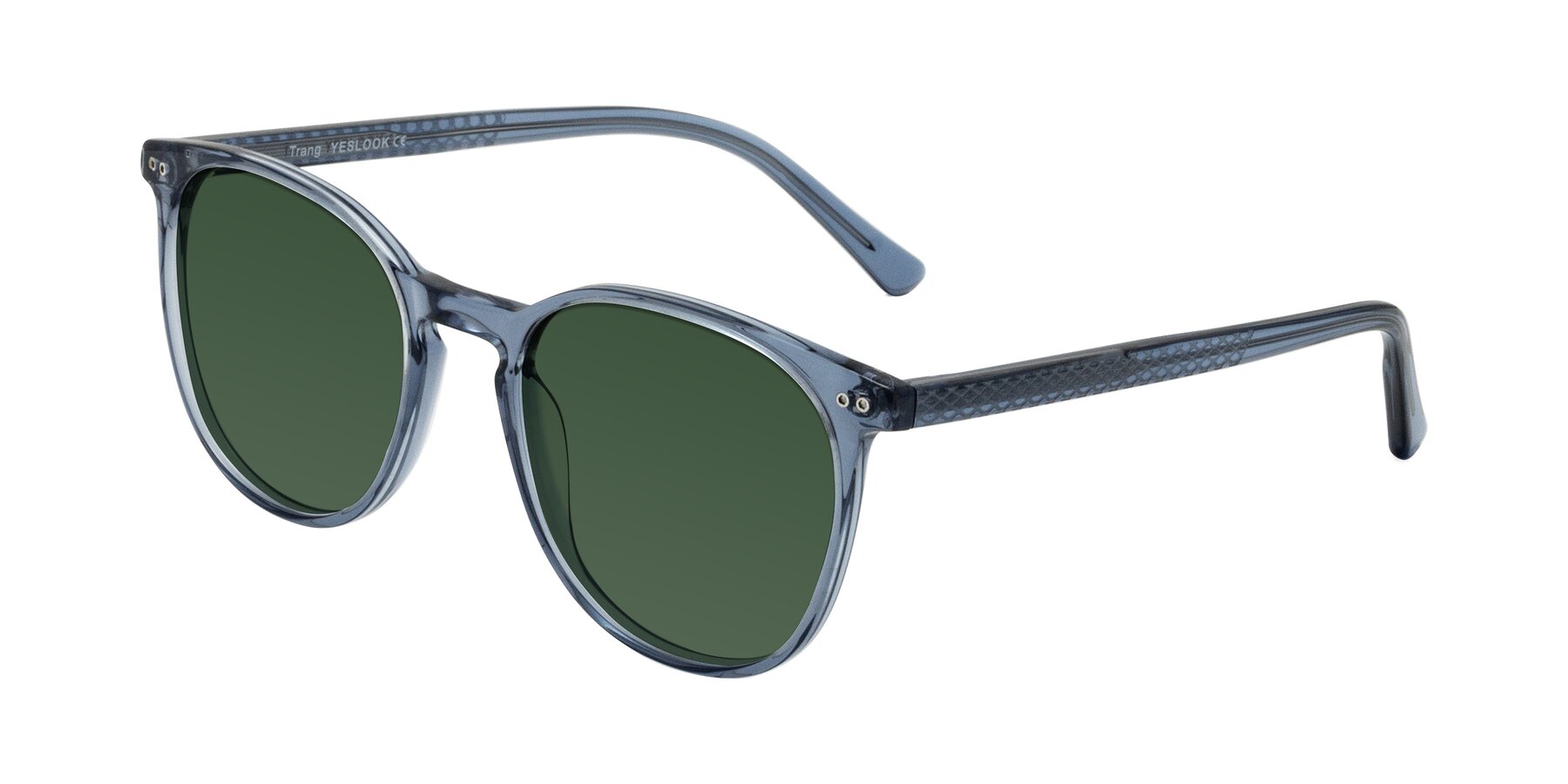 Angle of Trang in Transparent Blue with Green Tinted Lenses