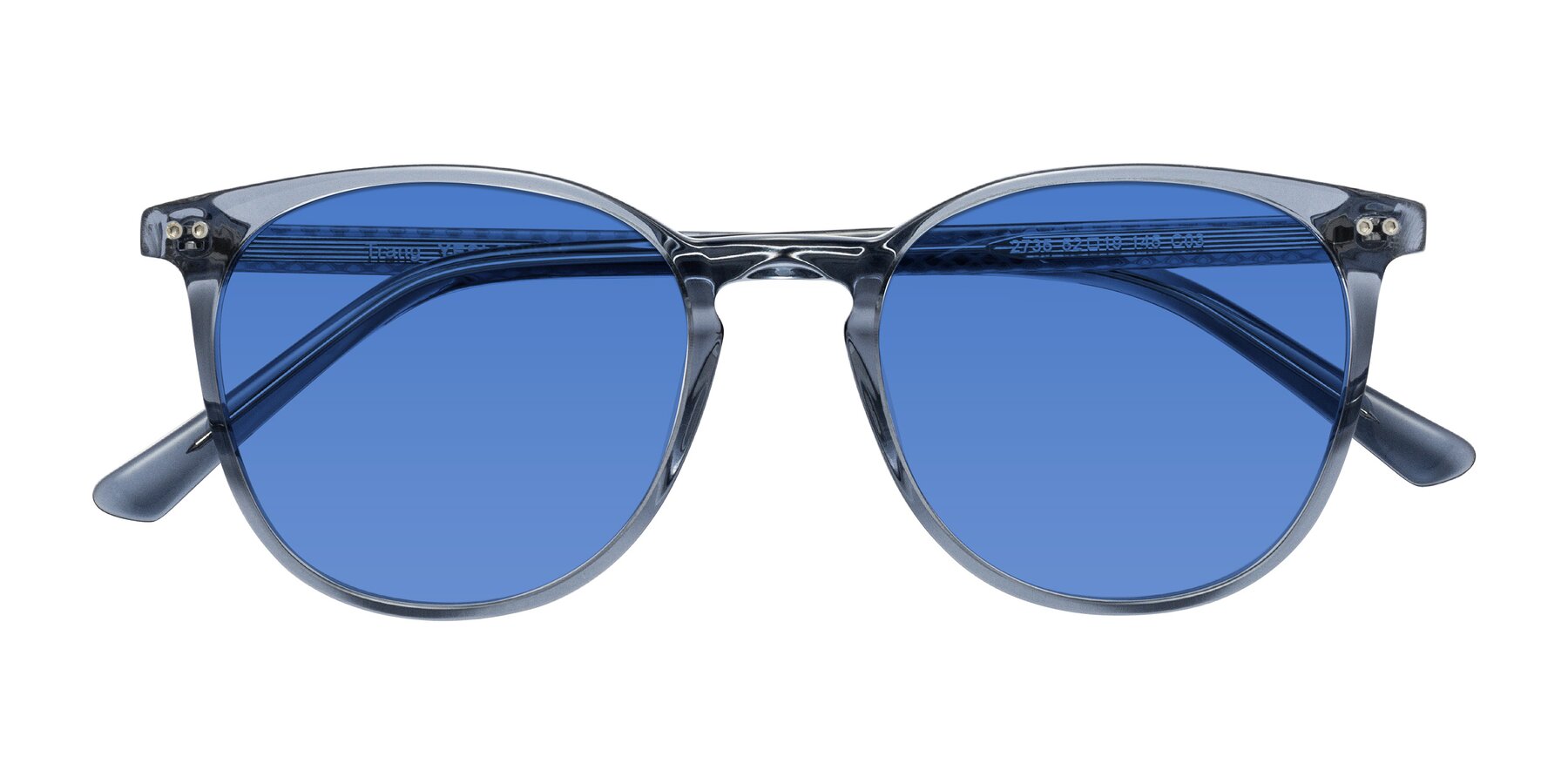 Folded Front of Trang in Transparent Blue with Blue Tinted Lenses