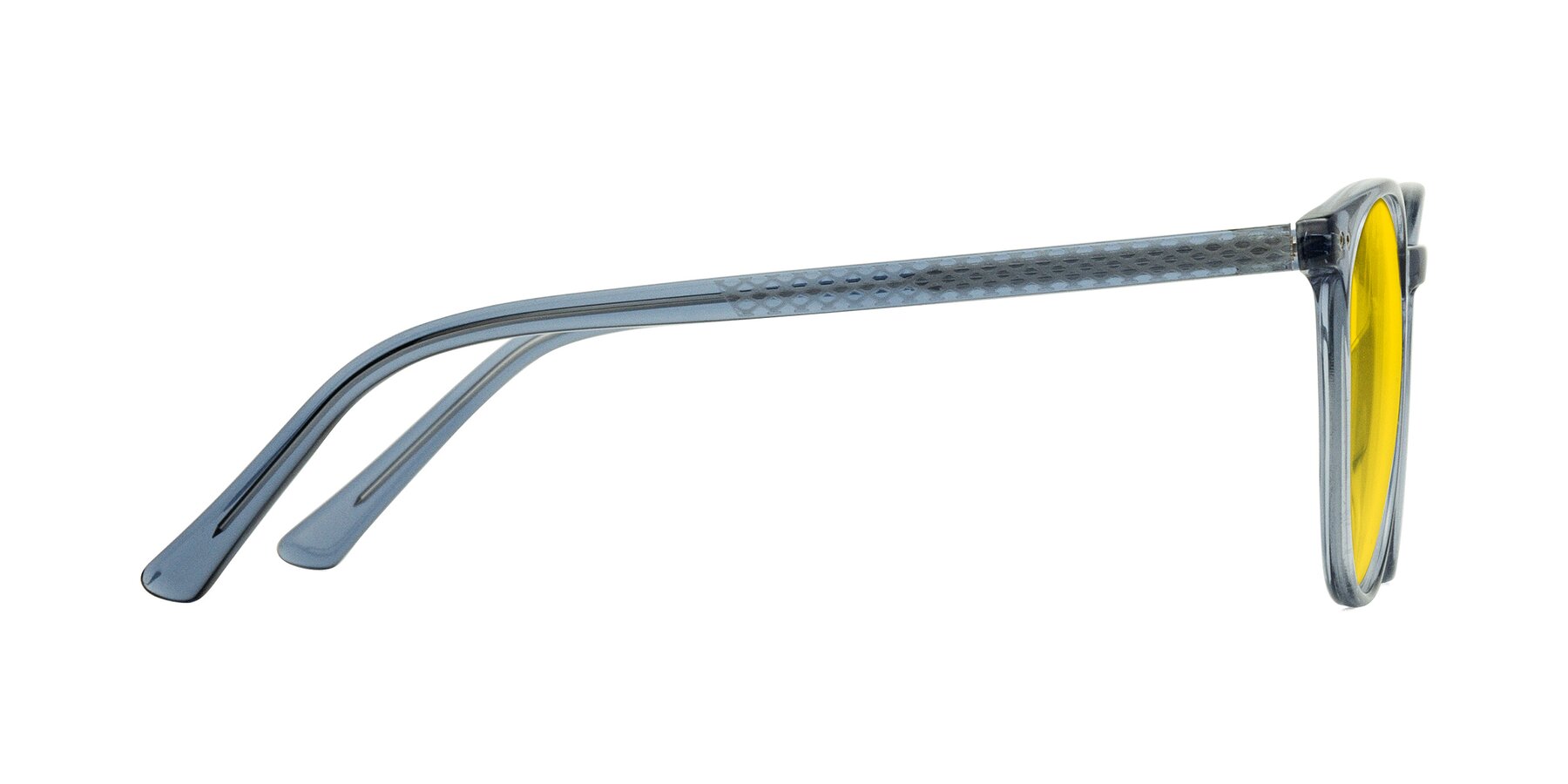 Side of Trang in Transparent Blue with Yellow Tinted Lenses