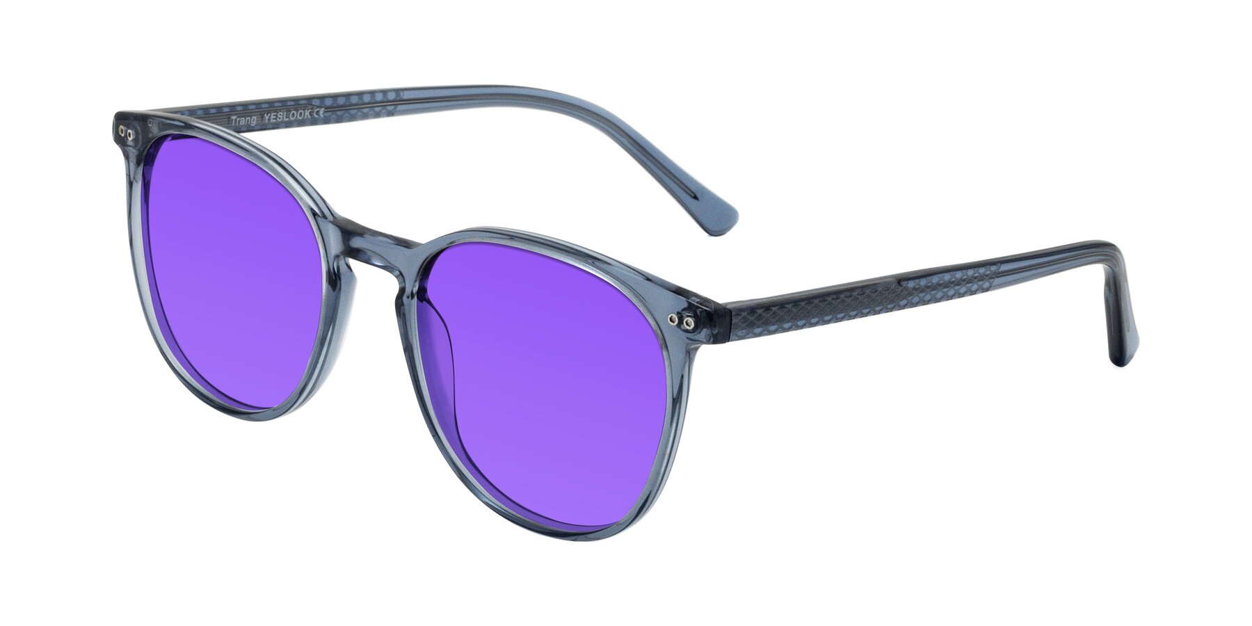 Angle of Trang in Transparent Blue with Purple Tinted Lenses