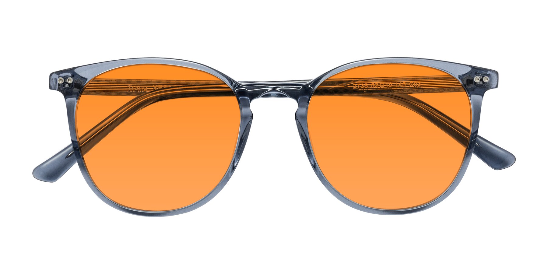 Folded Front of Trang in Transparent Blue with Orange Tinted Lenses