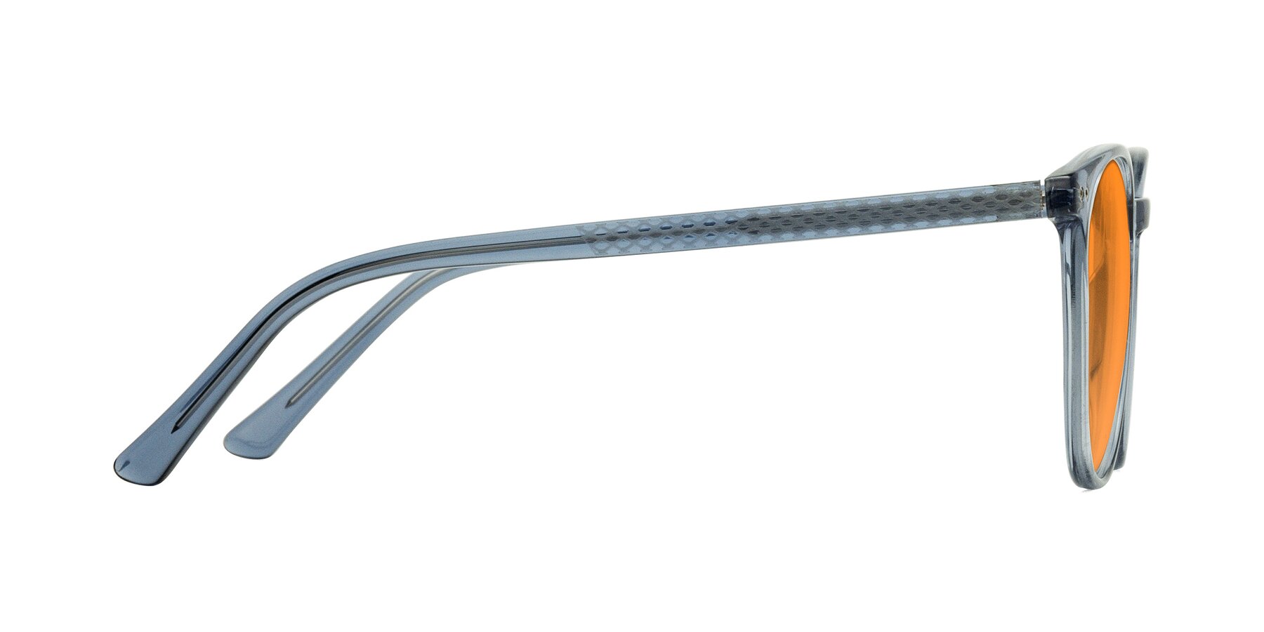 Side of Trang in Transparent Blue with Orange Tinted Lenses