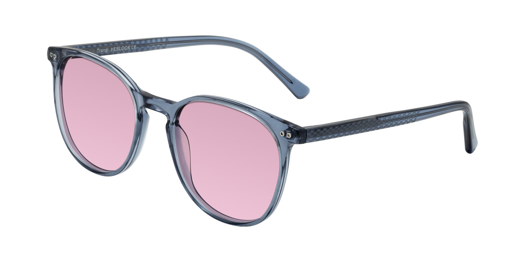 Angle of Trang in Transparent Blue with Light Wine Tinted Lenses